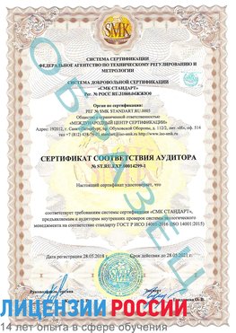 Образец сертификата соответствия аудитора №ST.RU.EXP.00014299-1 Валуйки Сертификат ISO 14001